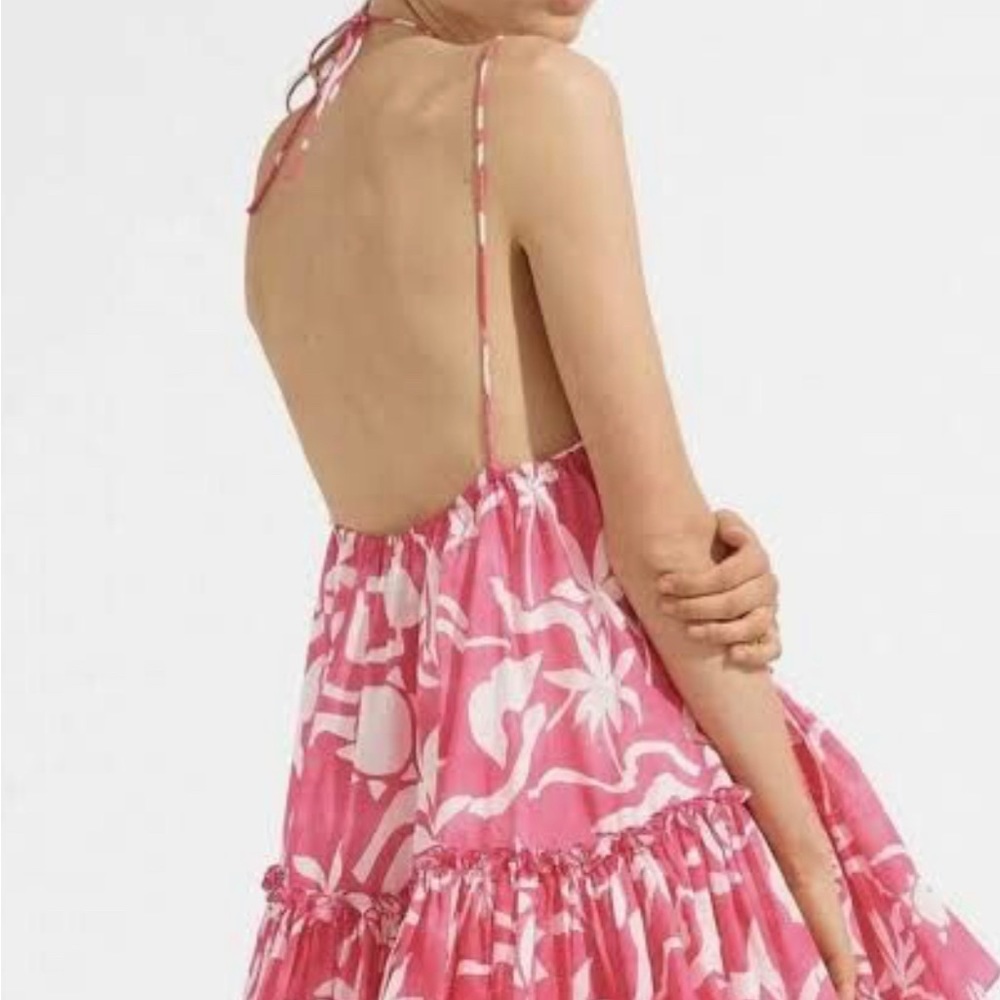 STEELE THE LABEL - MALIKA DRESS SIZE SMALL - TROPICAL PINK SUMMER DRESS